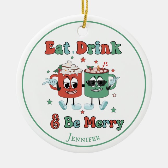 Décoration En Céramique Danses de caricature rouge rétro (Devant)