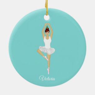 Décoration En Céramique Danseur de ballet habillé en blanc sur turquoise