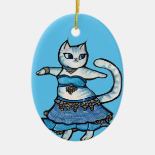 Décoration En Céramique Danseur du ventre de chat gris