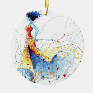 Décoration En Céramique Danseuse de flamenco à l'aquarelle – Joie en mouve