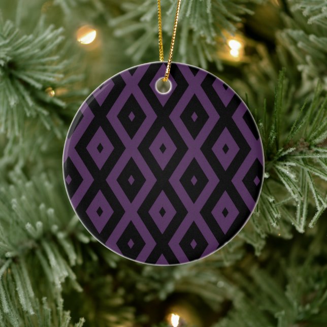 Décoration En Céramique Dark purple and black diamond pattern (Arbre)