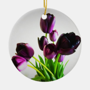 Décoration En Céramique Dark Purple Tulips