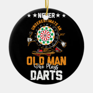 Décoration En Céramique Dart Player Ne Sous-Estime Jamais Un Vieux Homme Q