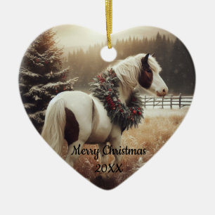 Décoration En Céramique Dated Christmas Horse Love Art