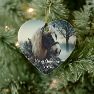Décoration En Céramique Dated Christmas Horse Love Art