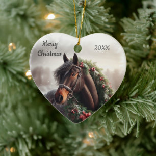 Décoration En Céramique Dated Christmas Horse Love Art