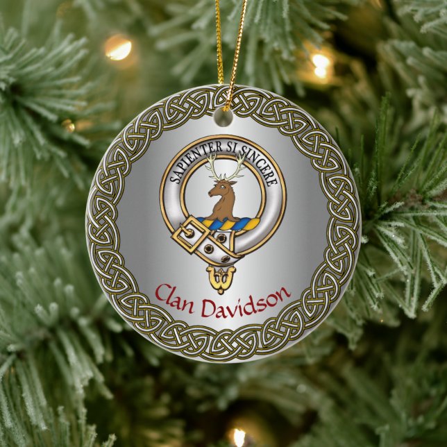Décoration En Céramique Davidson Clan Badge/Tartan Thistle Personalized (Arbre)