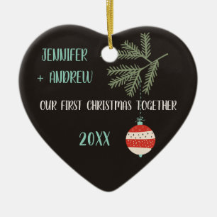 Décoration En Céramique De cru premiers de Noël d'ornements couples