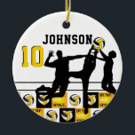 Décoration En Céramique 🏐 de volley-ball - Bump, Set, Spike - Jaune d'or<br><div class="desc">Ornement de volley-ball. Présenté dans un motif de volley-ball jaune or, noir et blanc - ajoutez votre propre numéro. ⭐ Ce Produit est 100% Personnalisable. *****Cliquez sur le BOUTON PERSONNALISER pour ajouter, supprimer, déplacer, redimensionner, modifier, tourner, etc... n'importe quel graphique ou texte ou utilisez les zones de remplissage. 99% de...</div>