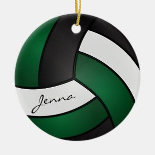 Décoration En Céramique 🏐 de volley-ball vert foncé, blanc et noir