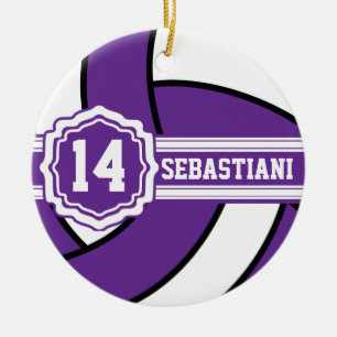 Décoration En Céramique 🏐 de volley-ball violet   Nom et numéro DO-IT-