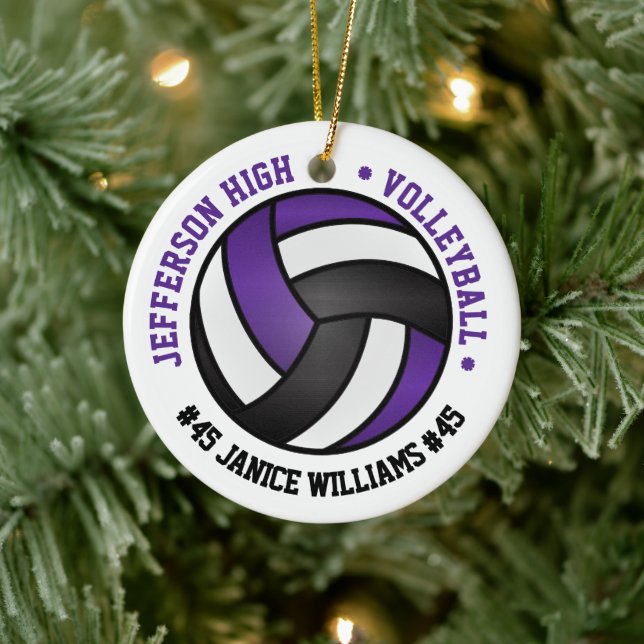 Décoration En Céramique 🏐 de volley violet, noir et blanc (Arbre)