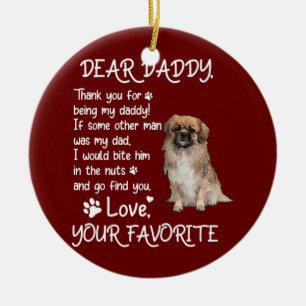 Décoration En Céramique Dear Daddy Tibetan Spaniel Dog Dad Father's Day 