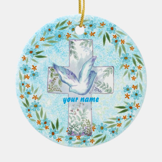 Décoration En Céramique Décor de la Croix de la colombe (Devant)