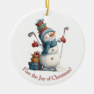 Décoration En Céramique Décor de Noël pour les amateurs de golf - Snowman