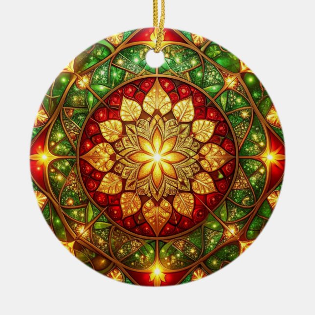 Décoration En Céramique Decorative Red Green Holiday Ornament (Devant)