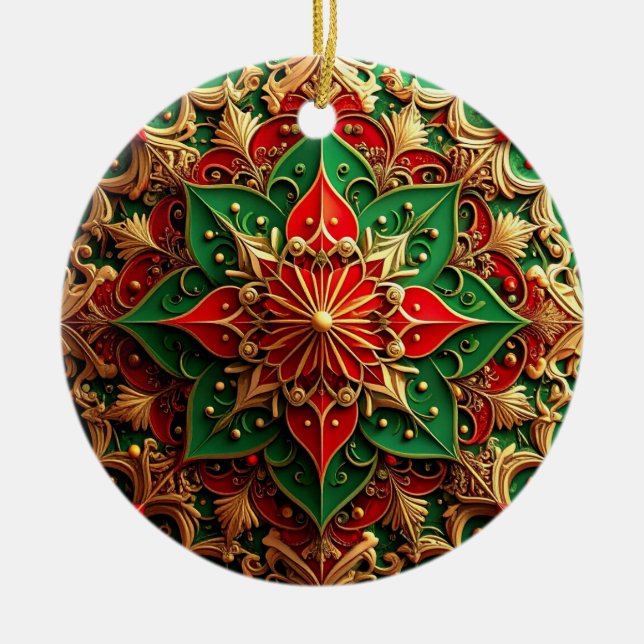Décoration En Céramique Decorative Red Green Holiday Ornament (Devant)