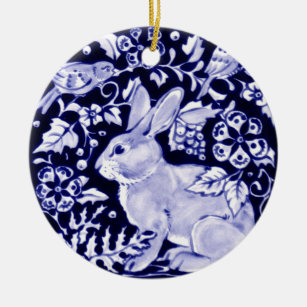 Décoration En Céramique Dedham Blue Rabbit, Classic Blue & White Design