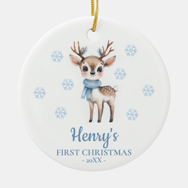 Décoration En Céramique Deer Personalized Baby's First Christmas (Devant)