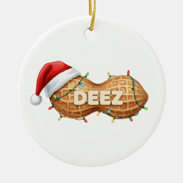 Décoration En Céramique Deez Nuts, Funny Deez Nuts Noël Cacahuète (Devant)