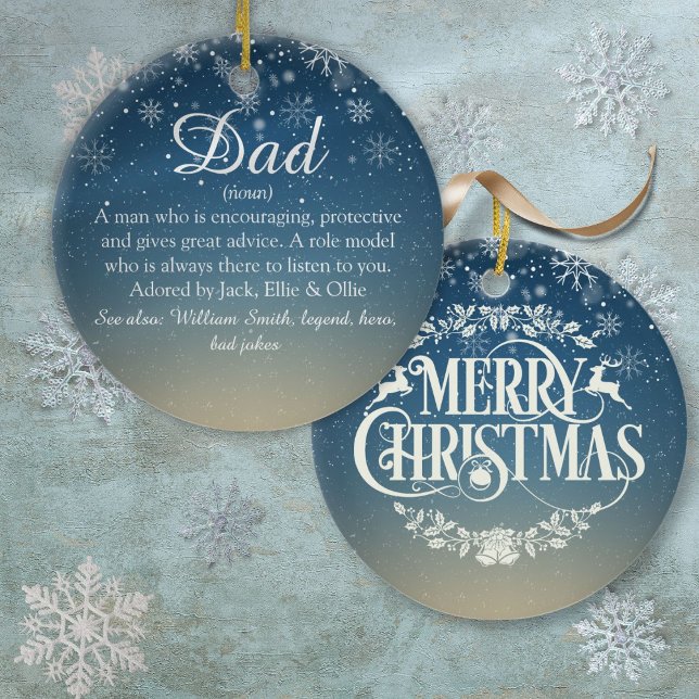 Décoration En Céramique Définition de Papa pour Noël (Christmas Script Father, Dad, Papa Definition Ceramic Ornament)