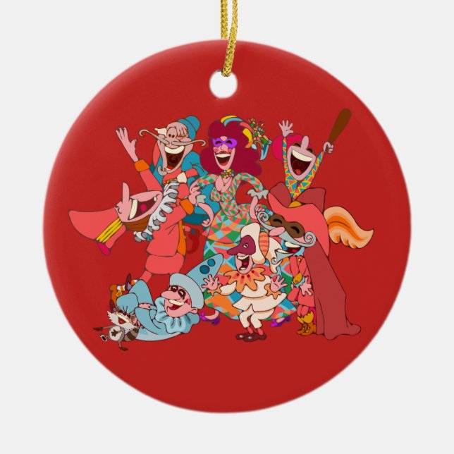 Décoration En Céramique dell'Arte de Commedia, de groupe gai étrange ! (Devant)