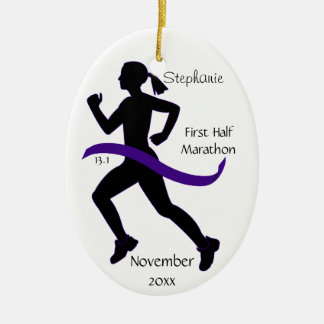 Décoration En Céramique Demi d'ornement de marathonien de femme dans le
