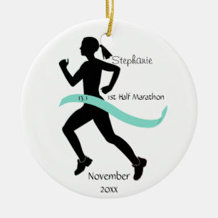 Décoration En Céramique Demi d'ornement Teal de marathonien de femme