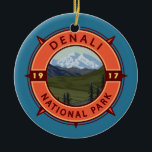 Décoration En Céramique Denali National Park Retro Compass Emblem<br><div class="desc">Denali vector artwork design. The park has terrain of tundra,  spruce forest and glaciers,  the park is home to wildlife including grizzly bears,  wolves,  moose,  caribou and Dall sheep.</div>