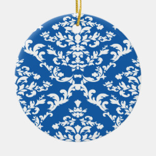 Décoration En Céramique Denim Blue Bold Damask à Emporiomoffa