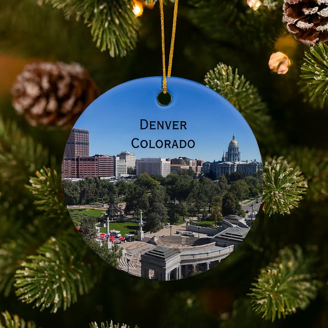 Décoration En Céramique Denver Colorado Downtown State Capitol Personalize (An ornament featuring Denver with text you can personalize!)