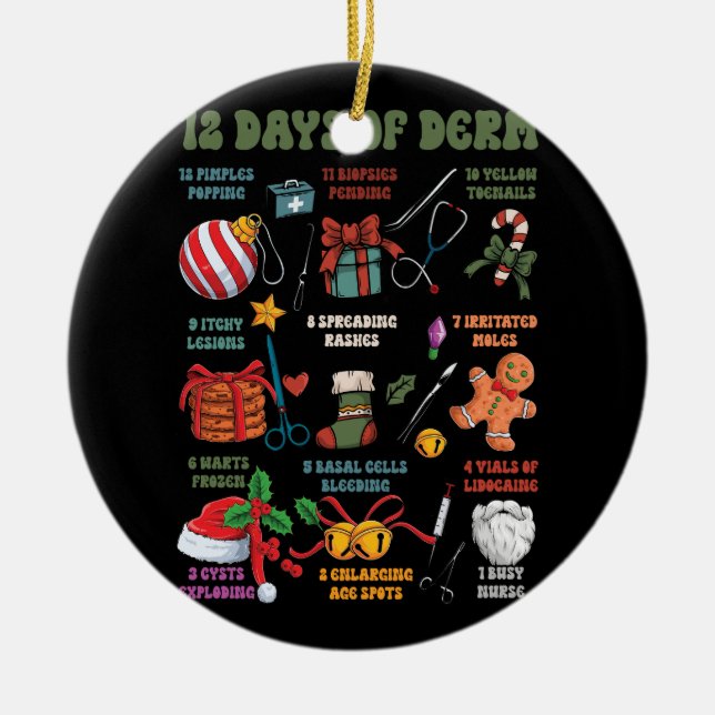 Décoration En Céramique Dermatologie Infirmière Joyeux Noël 12 Jours De De (Devant)