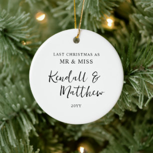 Décoration En Céramique Dernier Noël en tant que M. et Mlle Engaged Fiance