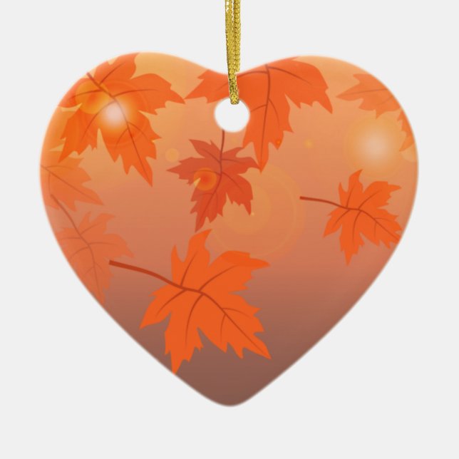 Décoration En Céramique Design d'automne avec feuilles d'érable et effet b (Devant)