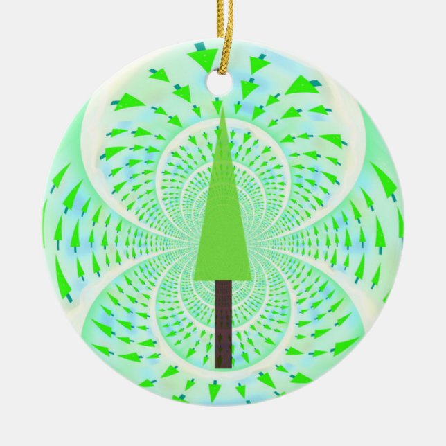 Décoration En Céramique Design moderne Fractal Green Tree (Devant)