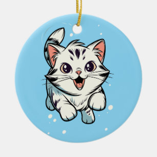 Décoration En Céramique Dessin animé de chaton mignon et joueur