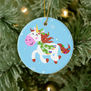 Décoration En Céramique Dessin animé de Christmas Unicorn