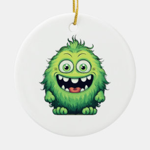 Décoration En Céramique Dessin animé de monstre vert mignon souriant