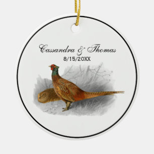 Décoration En Céramique Dessin de couleur d'oiseau de gibier faisan vintag