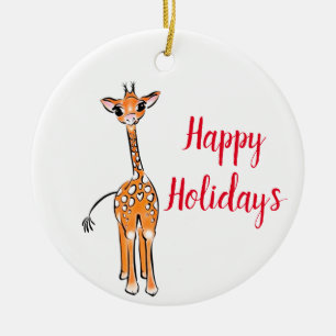 Décoration En Céramique Dessin de la Giraffe de Cute, joyeux jour férié