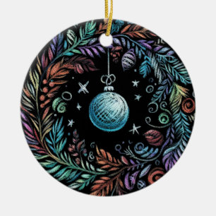 Décoration En Céramique Dessin dur Pastel fil de Noël