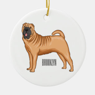 Décoration En Céramique dessin humoristique chinois de chien Shar-Pei