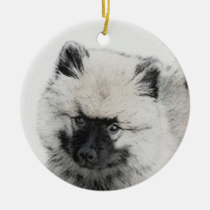 Décoration En Céramique Dessin Keeshond Chiot - Joli dessin original Chien