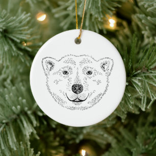 Décoration En Céramique Dessin simple de tête d'ours polaire avec texte