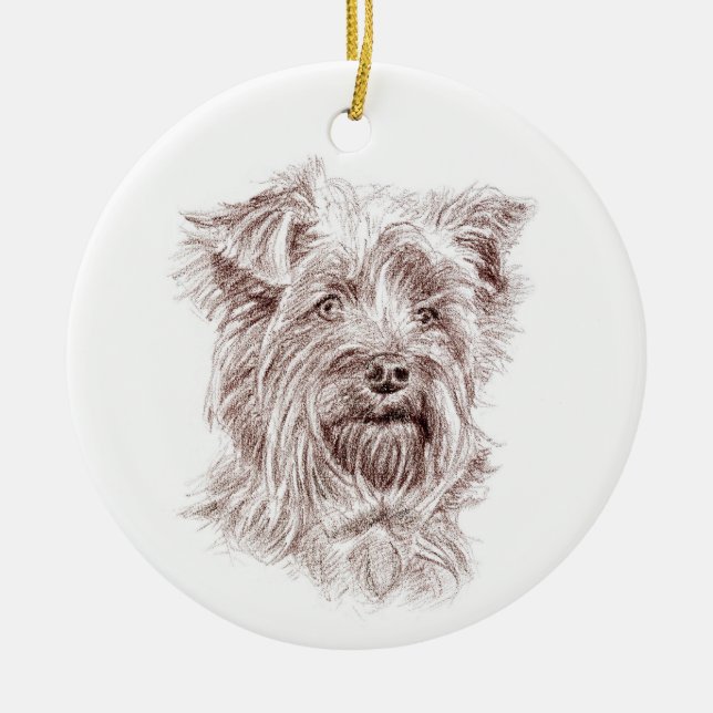 Décoration En Céramique Dessin Yorkshire Terrier (Devant)