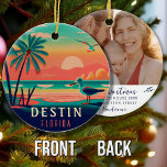 Décoration En Céramique Destin Florida Vintage Seagull Sunset Souvenirs<br><div class="desc">Destin Beach Florida Vintage Seagull Palmiers rétro 60s Souvenirs. Design coucher de soleil avec votre plage et la mer Floride préférée, adapté pour les amateurs de la plage de Floride Towns, en particulier ceux qui aiment Destin Beach. - Ajoutez une photo sur le dos avec le modèle facile à utiliser....</div>