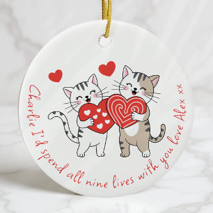 Décoration En Céramique Deux chats d'amour Anniversaire Valentine Couple