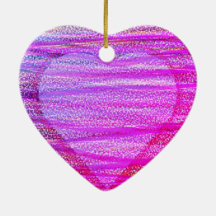 Décoration En Céramique Deux cœurs en un sur un arbre de la Saint-Valentin