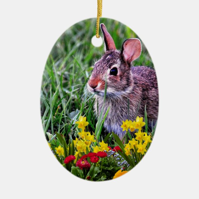 Décoration En Céramique Deux faces Personnalisé Joyeux Pâques (Devant)