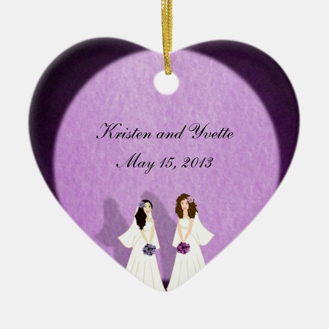Décoration En Céramique Deux faveurs lesbiennes d'ornement de mariage de (Devant)